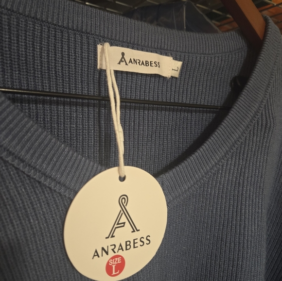 Oversized Anrabess V-neck Womens Long Sleeve Shirt V Neck Off Shoulder - Picture 2 of 2